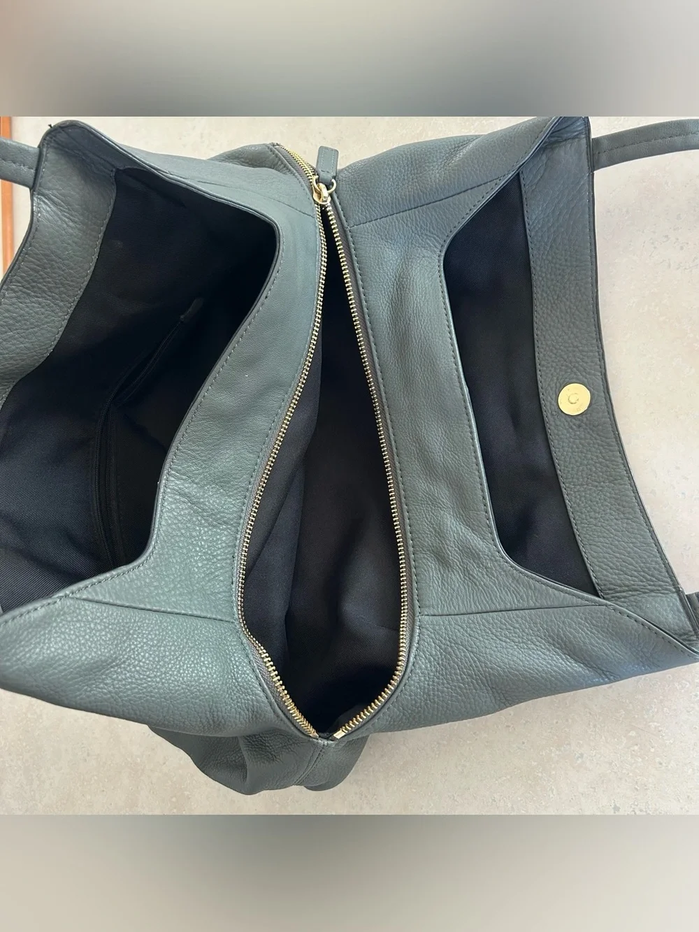 Vince Camuto  Pebbled Leather Tote with Gold Accents